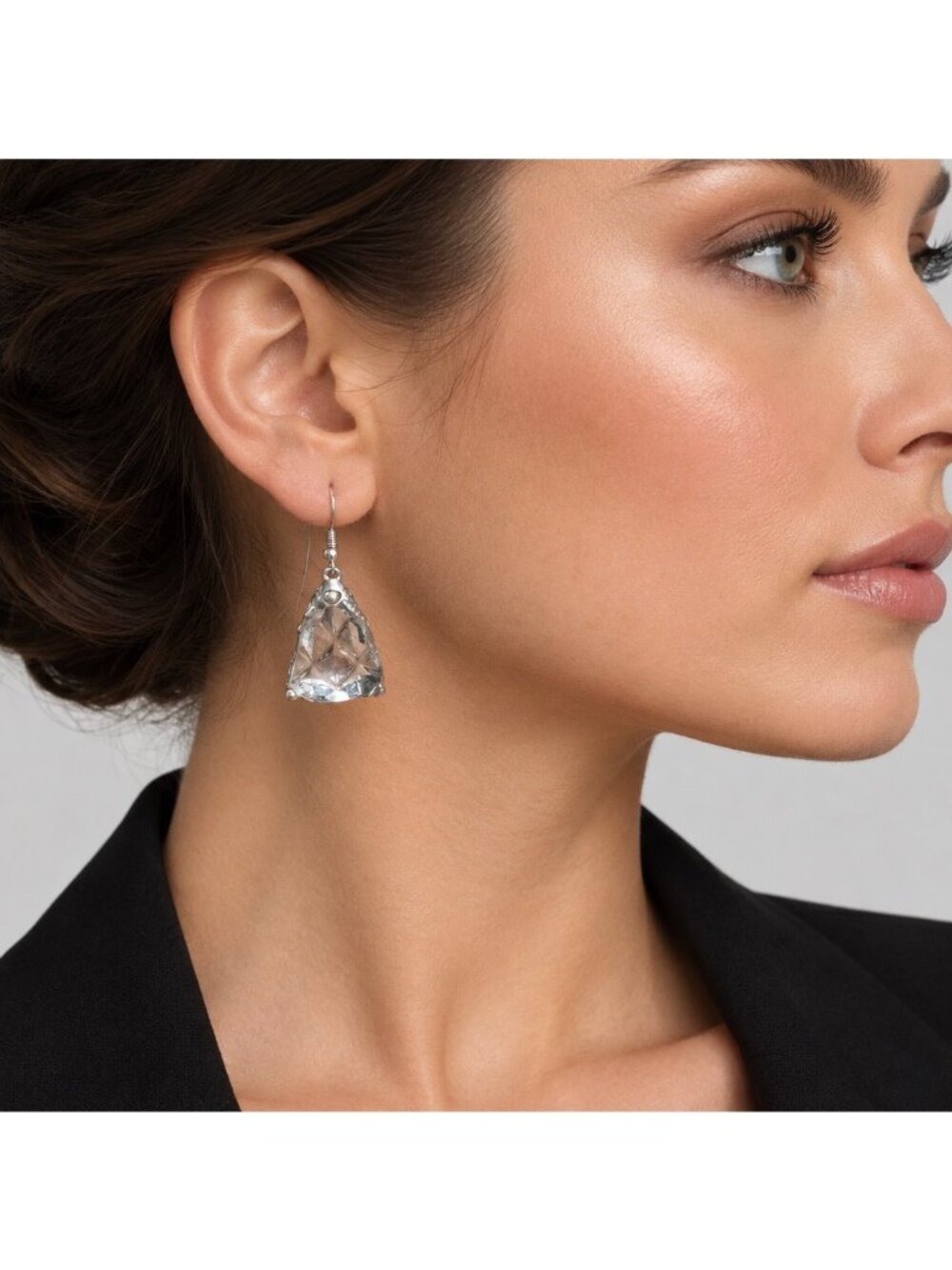 Anchor Hocking Crystal Glass Earrings, 925 Hooks | Alma Antigua
